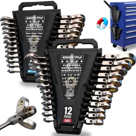 81181 Sedy 24 Piece Flex Head Ratchet Wrenches Set 8-19mm Cr V Ratcheting Wrench
