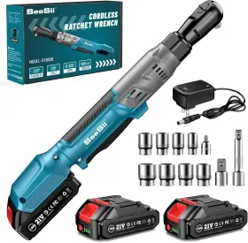 Seesii 768231356791 66ft-lbs 90nm Cordless Electric Ratchet Wrench 200rpm Brushless Power