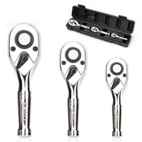 161006 Shall 3-piece Stubby Ratchet Set - 1/4ftft 3/8ftft 3pc Silver