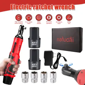 Shanghai Jiduo Trading Co. Ltd 980595670034 12v 3/8 Inch &1/4 Electric Cordless Ratchet Wrench 45 Ft-lbs With 4 Sockets 2 Battery