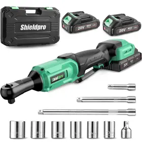 7339 Shieldpro 20v Cordless Ratchet Wrench Set - 3/8 Inch Electric Power Green
