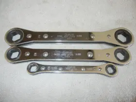 Rbm1719s Snap-on Vintage 3 Piece Double Box End Ratcheting Wrench Set - 10-19mm