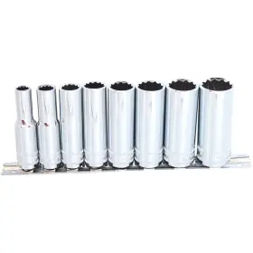 Spu-sp20241 Sp Tools Usa 8pc 3/8 Inch Drive 12pt Sae Deep Socket Rail