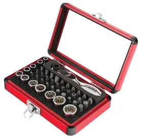 Suu-9732 Sunex Tools 44pc 1/4 Inch Dr Mini Dual Flex Head Ratchet With Socket And Bit Set