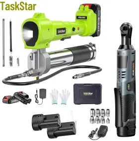 Sl-ld-b001-hn  Taskstar Cordless Grease Gun 10000 Psi 39.4 Inch Hose And 3/8 Electric Ratchet Set