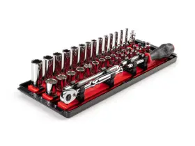 Skt03202 Tekton 1/4 Inch 12 Point Socket And Ratchet Set 35 Piece 4-15 Mm