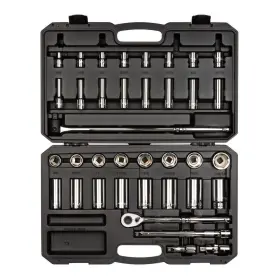 Skt25101 Tekton 1/2 Inch 6 Point Socket And Ratchet Set 37 Piece 3/8 - 1-5/16