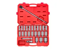 Skt35206 Tekton 3/4 Inch Deep 6 Point Socket And Ratchet Set Case 26 Piece 19-50 Mm