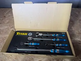 12175 Titan 5-piece 90-tooth Swivel Head And Flat Ratchet Set New