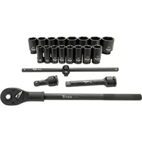Ttn-44001 Titan 20 Pc. 3/4 Inch Drive 6 Pt. Sae Impact Socket Set