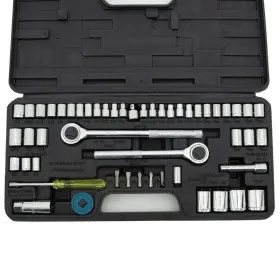 Tool Essentials 097427101038 52 Piece 1/4 Inch 3/8 And 1/2 Drive Socket Set With Case