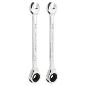 Uxcell 678202424100 2pcs 12-point Ratcheting Combination Wrench 11/32 Inch 72-teeth 45# Carbon Steel