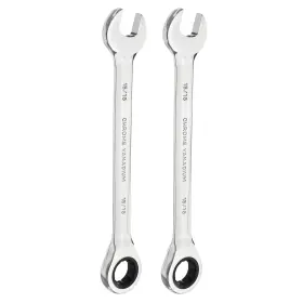 Uxcell 678202424285 2pcs 12-point Ratcheting Combination Wrench 15/16 Inch 72-teeth 45# Carbon Steel