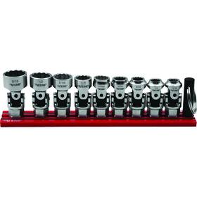 Ddsuj400 Vim Hand Tools 9pc Dual Drive And Spring Loaded Stubby Universal Socket Set - Sae 12-point