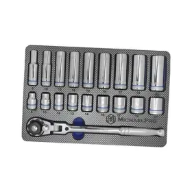 Mp001228 Vr Corporation 19-piece 3/8-inch Drive Flex Head Ratchet And Socket Set Reversible