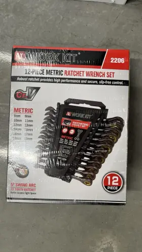 2206 Work Kit 12-piece Ratchet Wrench Set Metric And Sae 72 Tooth Chrome Vanadium