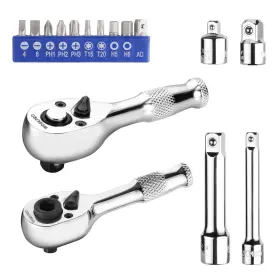 Workpro 820909603962 Stubby Ratchet And Bit 16 Pcs Driver Set Silver