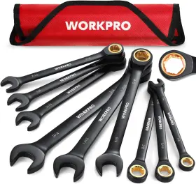 Workpro 820909685456 9-piece Anti-slip Ratcheting Combination Wrench Set Sae Black