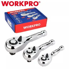 B0bvps347b Workpro 3pc Stubby Ratchet Set Quick Release 1/4 Inch 3/8 1/2 Drive Handle