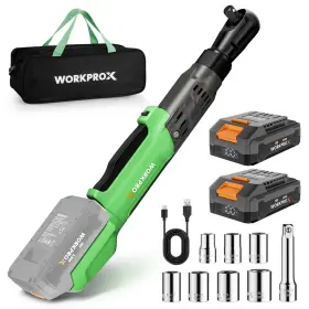 004622 Workprox 20v Cordless Electric Ratchet Wrench Kit 2 Battery 1/2 Inch 74ft-lbs 250rpm