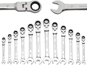 Yashong 611355232253 12-piece 8-19mm Metric Flex-head Ratcheting Wrench Set Professional Chrome