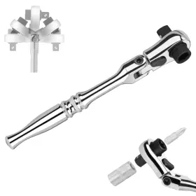 0063 Yiyeie 1/4 Inch Ratchet Wrench 72-tooth Flex Head For Ultra Tight Silver