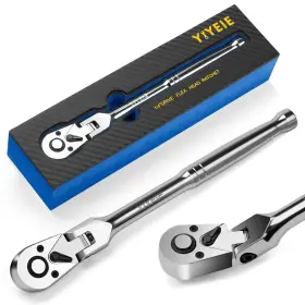 0086 Yiyeie 1/4 Inch Drive Flex Head Ratchet 72 Tooth Swivel Silver