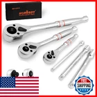 Horusdy 3-PIECE Ratchet Set 1/4" 3/8" 1/2" Drive 90-TOOTH Cr-v Quick Release New. Price: $48.17.