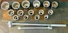 Vintage 17PC Wright Tools 1" Dr Large Socket Set 1-7/16 -3 Sae 12PT T-handle Used. Price: $890.00.