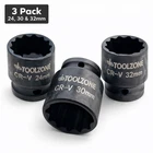 Shallow Impact Socket Set 24MM 30MM 32MM 1/2" Drive Cr Bi Hex Elite 3PC New. Price: $23.10.