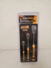 Gearwrench 1/4", 3/8", & 1/2" Drive 90-TOOTH Dual Material Teardrop Ratchet Set New. Price: $129.99.
