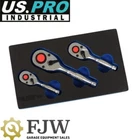 Us Pro Tools Stubby Short Ratchet Socket Wrench Set 90 Tooth 1/4" 3/8" 1/2"DR New. Price: $46.99.