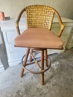 1980S Mcguire Swivel Rattan And Leather Bar Stools (set Of 3) Used. Price: $1195.00.