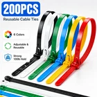 200PCS Reusable Cable Ties Multi-color Adjustable Zip Straps For Home Office Diy New. Price: $12.58.