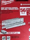 New (48-22-9008) Milwaukee 3/8" Drive 56PC Ratchet & Socket Set With Four Flat. Price: $165.00.