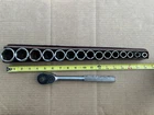 Mac Tools 1/2 Drive 15PC 6PT Shallow Socket Set 1-1/4 3/8 VR10 Ratchet Used. Price: $179.99.