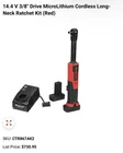 Brand New Snap-on 14.4V Long-neck Ratchet Kit With 2 Batteries Charger. Price: $700.00.