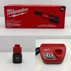 Milwaukee M12 2457-20 3/8" Ratchet Starter Kit W/ CP2.0 Battery Charger New. Price: $119.99.