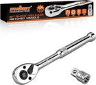 Horusdy 1/4" Drive 90-TOOTH Quick-release Ratchet Handle With 3/8" Adapt New. Price: $11.80.