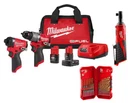 8PC Milwaukee M12 Fuel 12V Impact Hammer Drill Kit + 3/8 Ratchet, Batteries,bits New. Price: $249.77.