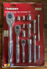 Husky 14-PIECE Ratchet And Accessory Set 1/4"-DRIVE 3/8"-DRIVE 1/2"-DRIVE New. Price: $64.99.