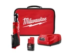 New 2457-21 Milwaukee M12 12V Lithium-ion 3/8 In. Cordless Ratchet Kit. Price: $121.00.