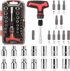 Amazon Basics Magnetic T-handle Ratchet Wrench 27-PIECE, Black/red New. Price: $12.89.