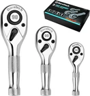 3PCS Stubby Ratchet Wrench Set, 90-TOOTH 1/4" 3/8" 1/2" Drive Socket New. Price: $45.32.