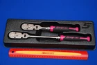 Snap-on Newest 100 Tooth 3/8" Drive Cynergy Electric Pink Flex-head Ratchet Set. Price: $392.99.