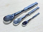 Nos Armstrong Tools Usa 3PC Full Polish Chrome Ratchet Set, 1/4, 3/8, 1/2" Drive Used. Price: $289.99.