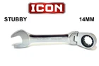 New Icon 14MM Flex Head Stubby Ratcheting Wrench WRSTFM14 Metric 12 Point. Price: $27.95.