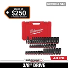 Milwaukee Shockwave 8 Drive Sae And Metric 6 Point Impact Socket Set 43 Pie New. Price: $149.96.