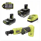 Ryobi One+ 18V Cordless 3/8 In Ratchet Kit W/ 2 Batteries & Charger New. Price: $179.00.