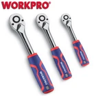 Workpro 3PC Ratchet Set 1/4" 3/8"1/2" Quick-release Reversible Socket Wrench New. Price: $23.39.